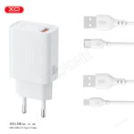 XO L159 (UK) QC18W 1USB-A fast charger with USB-C cable - White