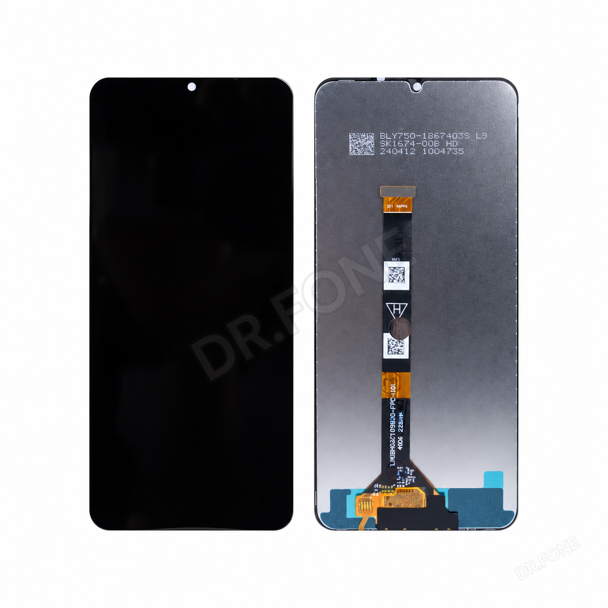 Realme C36, C51, C53, C60, Note 50, Narzo N53 Display And Digitizer Without Frame Black OEM - Image 1
