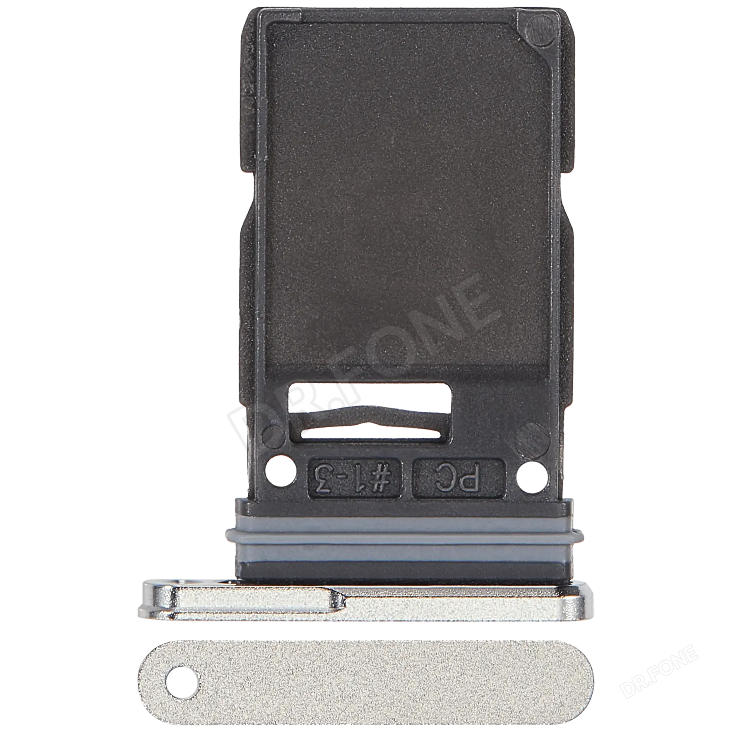 DRFONE-IMG-1 Single SIM Card Tray replacement for Samsung Galaxy S25 Ultra in Titanium White Silver, spare part from DR.FONE Cyprus