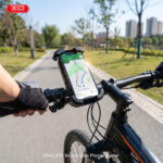 XO C201 Full-Coverage Motorcycle Phone Mount - Black + Orange - Image 3