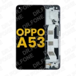 Refurbished LCD screen assembly with frame replacement for OPPO A53 5G mobile phone repair at DR.FONE Cyprus