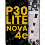 Refurbished Midnight Black LCD screen assembly with frame replacement for Huawei P30 Lite Nova 4e 6GB RAM version.