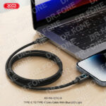 XO NB-Q312A USB-C to USB-C 240W High-Power + Blue Light Data Cable, 1m - Black - Image 3