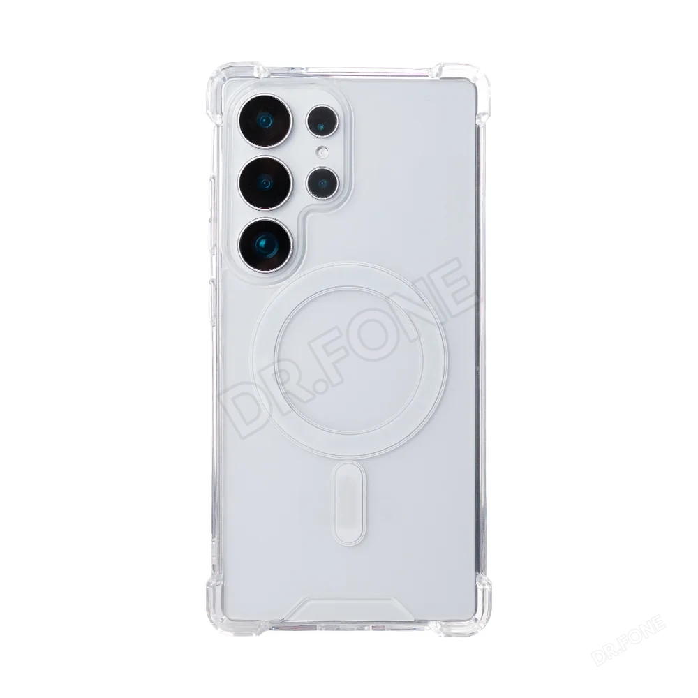 8721258100688 Rixus Anti-Burst Case With MagSafe Compatible For Samsung Galaxy S25 Ultra Transparent - Image 1