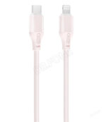 XO NB-Q291A Clear Case Braided Apple to USB-C 27W Cable - Pink