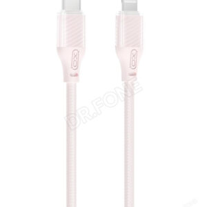 XO NB-Q291A Clear Case Braided Apple to USB-C 27W Cable - Pink