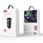 XO CC56 Mini Car Charger 30W, USB-A and USB-C, with Lightning cable, compact design for vehicles